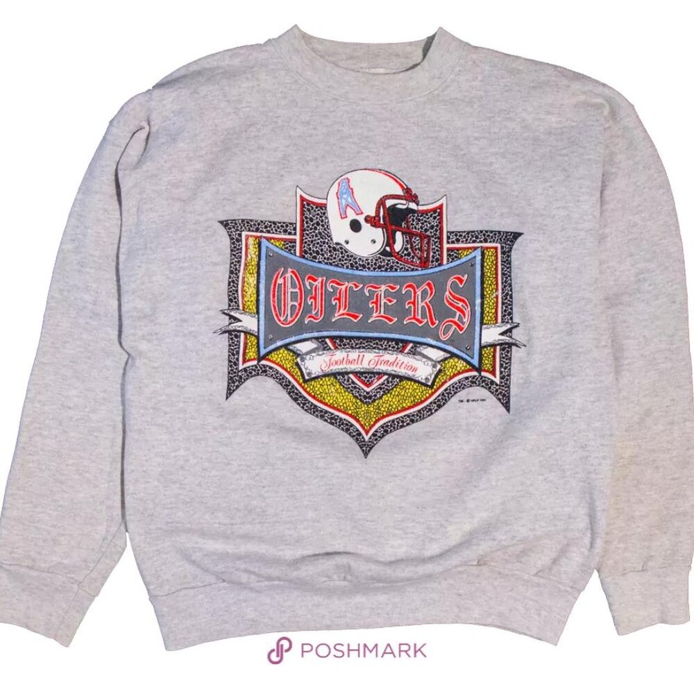 '91 Houston Oilers NFL Grey sweatshirt shirt retro luismercado3533
